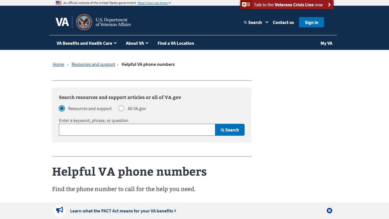 Helpful VA Phone Numbers | Veterans Affairs